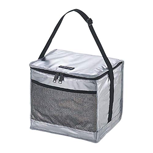 シルバー 製品サイズ(約): 幅31*奥行26*高さ25cm 本体容量(約): 15L 重量(約): 0.4kg 材質: 本体:表地*アルミ蒸着シート、裏地*EVA(ホワイト)、断熱材*ポリエチレンフ