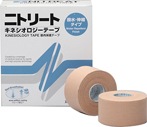 サイズ:37.5mm*5m 入数:8巻 内容:キネシオロジーテープ（撥水タイプ） 生産国:日本 水や汗に強く、重ね貼りに適しています。伸縮性を持たせてありますので、関節などに貼っても動きを妨げません。