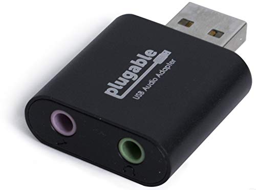 Plugable USB オーディオ アダプタ 3.5mm ヘッドホン・マイク端子付 黒アルミニウム仕上げ、外部ステレオサウンドカード Windows、macOS