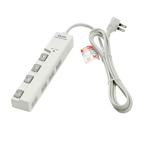 2m 【耐雷サージスイッチ付タップ】スイッチ付でこまめに節電。耐雷サージ付だから雷に強い、 LEDランプスイッチ付 電源タップです。 【ホタル色LED】見やすいスイッチランプを採用しました。 【耐トラ