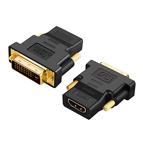DVI to HDMI アダプタ, CableCreation【2個セット】 金メッキ DVI to HDMI 変換アダプタ 双方向伝送コンバータ オス-メス