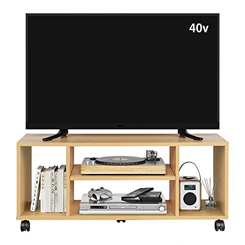 ナチュラル 【大容量収納付きのオープンタイプ】DEVAISEのテレビ台は4つのオープン収納スペースを備えており、収納容量が大幅に向上しています。両側のスペースにはPS5、雑誌やA4ファイルなどを収納で