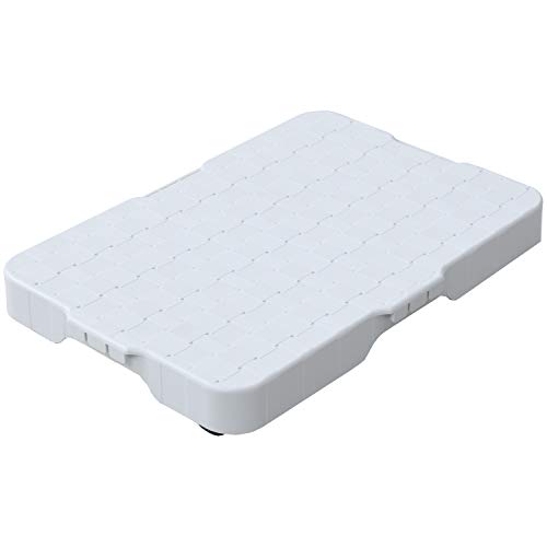 ホワイト 完成品(組立不要) 本体サイズ:幅41*奥行28.5*高さ6.4cm 材質:本体*ポリプロピレン、キャスター*エラストマー樹脂 耐荷重:50kg キャスター:エラストマー樹脂(ゴム)製で床に