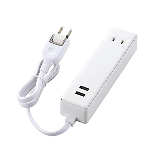 60cm スマホもパソコンもこれ1台で充電。 2つのAC差込口と2つのUSBポートが一体になったケーブルタイプのモバイルUSBタップ。 2つのAC差込口と2つのUSBポートが一体になったモバイルUSB