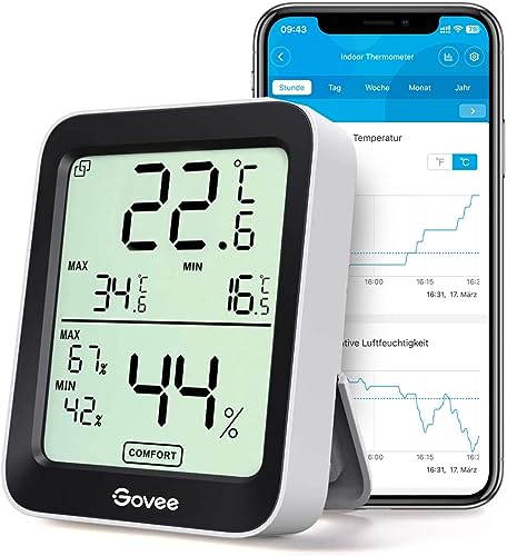 ブラック スモールサイズ 【高精度センサー搭載】スイス製のSHT30センサーを内蔵し、温度は最大*0.3*C、湿度は最大*3％RHの誤差で 、高精度で信頼性の高い温湿度測定を実現できます。また、2秒ご
