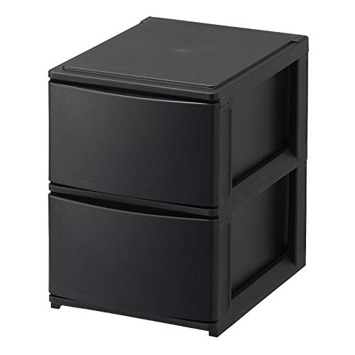 ブラック 深2段 【カラーボックス対応】【日本製】 前ズレを防止する脚ゴム付きでストレスなくお使いいただけます サイズ連結可能、後ろで固定できるようになっています (引出し内寸)深型:W15.8*D2