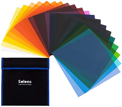 Selens カラーフィルター 25cmx25cm 照明用 ジェルカラーフィルター 半透明 色補正 20色セット 写真撮影 ストロボ フラッシュ LEDライト
