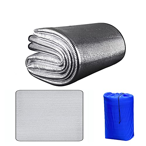 200×250cm 【製品サイズ（約）】長さ250cm*幅200cm*厚さ8mm；収納サイズ（約）：63*50*18cm；重量（約）：990g；マット材質：アルミフィルム、発砲ポリエチレン。収納袋付，