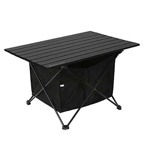 ブラック Large 【アップグレード版】改良された一体式のヒンジで天板を連結、従来の弾性ロープで接続されたテーブルよりもっと耐久性と安定性に優れます。またメッシュラックにアウトドアギアなど入れ込み、