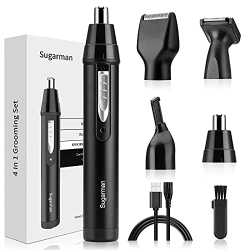 ブラック 【鼻毛カッター＆一台4役】多機能電気シェーバーは、ちょうど鼻毛カッター本体先端のアタッチメントを切り替えるだけで、眉毛シェーバー、耳毛カッター、フェイスシェーバー、ヒゲトリマー、ボディシェー