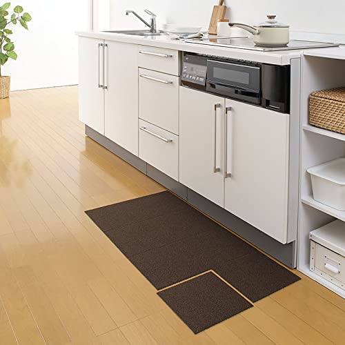 ビターブラウン 25×25cm(8枚入) 必要な所だけに敷くことができ、汚れたところだけ洗えるタイル式。色を組み合わせたり、枚数を変えることでオリジナルの敷き方、大きさにカスタマイズできます。 【おく