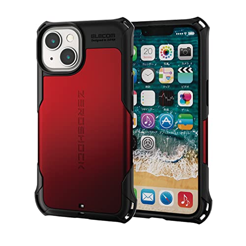 レッド 全方向の衝撃からi Phone 14/i Phone 13を守るZEROSHOCKケースです。 最も大きな衝撃が予想される四つ角にダンパーを設置し、効率的に衝撃を吸収します。 衝撃吸収に適した
