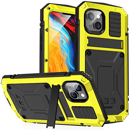 イエロー i Phone14Plus *【素材】：合金版を前面、後面*頑丈な衝撃吸収シリコンで覆われ*強化ガラス内蔵 驚異的な保護性能を兼ね備えた。 *【スライド式レンズ保護カバー】スライドカバーにロ