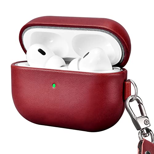 レッド 【対応機種】Air Pods Pro 2のために設計されたレザーカバー(2022年9月発売)。購入前にモデルを事前に確認してください 。ご注意ください、Air Pods Pro2 イヤホンと充