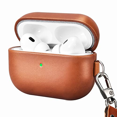 ブラウン 【対応機種】Air Pods Pro 2のために設計されたレザーカバー(2022年9月発売)。購入前にモデルを事前に確認してください 。ご注意ください、Air Pods Pro2 イヤホンと
