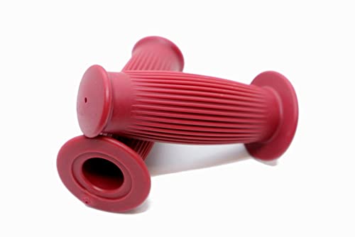レッド Φ22.2mm レトロ・ビンテージ風カスタムの定番！汎用タイプの非貫通タル型ハンドルグリップ。 直径【22.2ミリ】と【1インチ/25mm】の2サイズをご用意しました。クラッチ側とアクセル側の