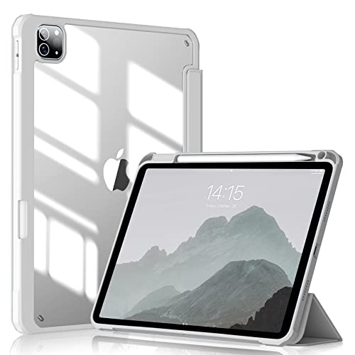 KenKe iPad Pro 11 ケース 2022/ 2021/ 2020 透明バックカバー 軽量 薄型 傷つけ防止 PU合成レザー Apple Pencil 収納可能 iPad Apple Pe