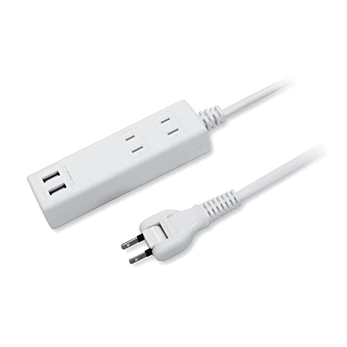 【18ヵ月保証・1台で4製品を同時接続】コンセント2個*スマホなど充電可能なUSBが2ポート一体型になった便利な電源タップ。安心の18ヵ月保証付き。 USBは合計出力3.4A。スマホ、タブレットなど接