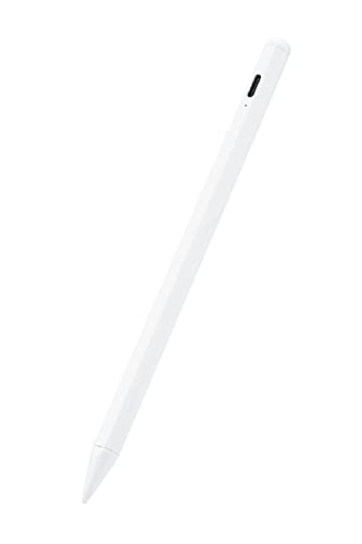 エレコム タッチペン iPad専用 パームリジェクション対応 磁気吸着 USB-C充電 ペアリング不要 交換ペン先2個付属 ホワイト P-TPACSTAP05W