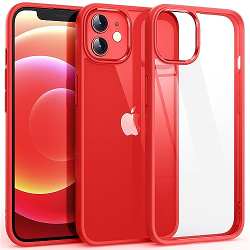 レッド 【米軍規格・SGS認証済み】Supdeal 防震透明スマートフォンケースは、i Phone 12/i Phone 12 Proと互換性があります。このケースは、米軍のMILテストおよびSGS落