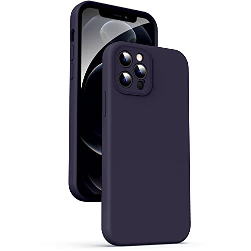 ディープ パープル 【液状シリコンケース】 i Phone 12 Pro 液状シリコン超薄型携帯電話ケースと互換性があり、携帯電話ケースの背面に疎油層が追加され、指紋を効果的に防ぎ、持ちやすく、滑らか