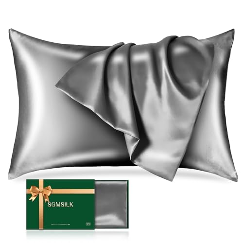 グレー 43x63cm 【6Aランク厳選シルク枕カバー】100％純粋なマルベリーシルクのなかでも、高品質な6Aランク＆22匁の厚みのある生地を厳選しております。天然タンパク質と人肌に極めて近いアミノ酸