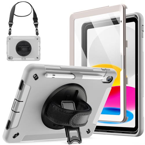 ライトグレー [互換性] i Pad 10 ケース（10.9インチ、2022モデル、第10世代用）に設計されています。対応モデル：A2757 / A2777 / A2696。モデル番号を見つけるには、