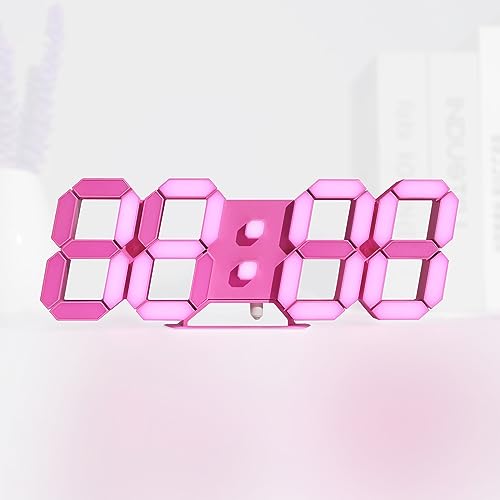 9.7インチピンク色 【9.7インチ 3D 壁掛け時計】このピンク壁掛け時計は台座付きベッドルーム用のled置き時計として使用でき、リビングルーム、キッチン、ジム、ホテル、オフィスなどにも広く使用でき