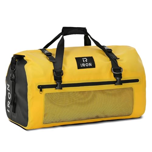 イエロー 30L 【完全防水生地】シートバッグ全体は500DPVC（ポリ塩化ビニール）で作られており、完全防水性を備えています。激しい長雨のある過酷な天候でもバッグ内の荷物を乾いたままに保つことができ