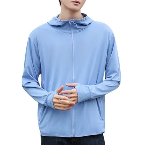 ブルー XL 【THREEGUNラッシュガード】ポリエステルとスパンデックスの混合素材が、暑い季節でもUVをカットし、通気性、吸水性、速乾性に優れ、伸縮性も高い4WAYストレッチ性能でありながら、接触