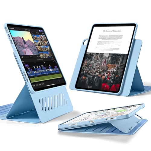 フレッシュ・ブルー 【互換性】：i Pad Air 13インチ（M2 2024）専用です。モデル： A2898、A2899。他のi Padモデルと互換性がありません 【超安定スタンド】：広い幅のサポー
