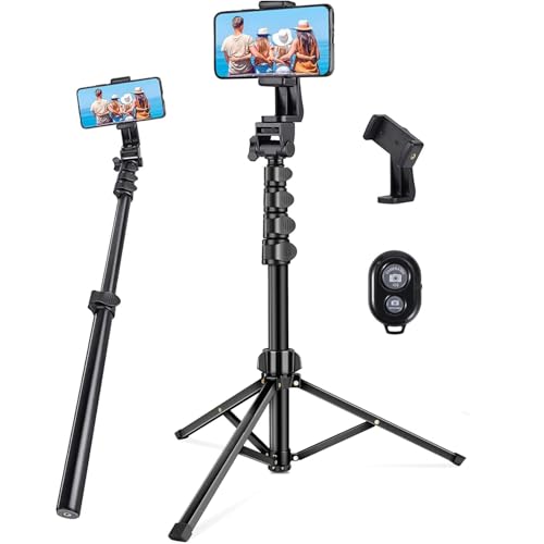 172cm 【2 IN 1自撮り棒 & 三脚】 三脚と自撮り棒を一体化しているスマートフォン用三脚は、軽くてコンパクトに折りたため、アップグレードされたアルミニウム合金素材と折りたたみ可能な脚