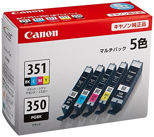 【純正品】 キヤノン（Canon） インクカートリッジ 5色マルチパック 型番：BCI-351*350／5MP 単位：1箱（5色） ds-1100618