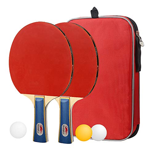 卓球 ラケット ポータブル ラケット2本 ピンポン球3個 卓球セット 収納袋付き 手軽 (セット) (ラケット)