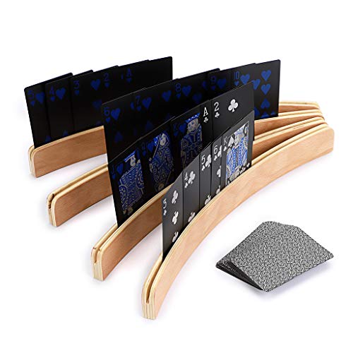 Sumnacon 木製 カードスタンド カードゲーム ボードゲーム カード立て トランプ スタンド 湾曲 アーク形 4本セット