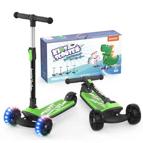 besrey キッズスクーター キックスクーター キックボード 三輪車 子供用 幼児用 3輪 3in1 3階段調節可能 後輪ブレーキ 高さ調整可能 光る