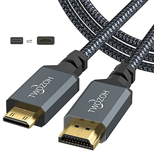 Twozoh Mini HDMI to HDMIケーブル 3M, 4K 60Hz UHD Mini-HDMIオス-HDMIオス変換ケーブル,HDMI ケーブル タイプC (HDMIミニ)
