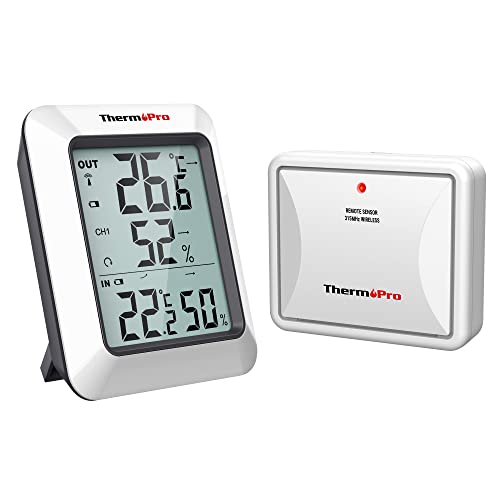 ThermoProサーモプロ 湿度計 温湿度計ワイヤレス 室外 室内温度計 最高最低温湿度値表示 高精度 LCD大液晶画面 置き掛け両用タイプ マグ