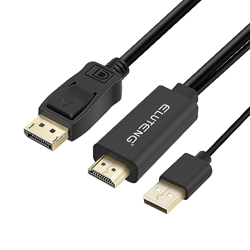 ELUTENG HDMI to DisplayPort 変換ケーブル 4K 60Hz USB充電ポート HDMI DP 変換アダプタ 3in1 2m HDMI オス to DP オス ディスプレイポ