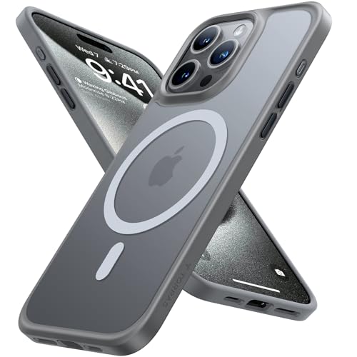 【米軍進化！MagSafe対応】TORRAS iPhone 15 Pro Max 用 ケースマグネット搭載 米軍耐衝撃 半透明 指紋防止 ワイアレス充電 ストラップホ