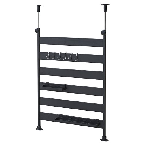 ブラック 幅46.5 お客様組立品 本体サイズ:幅46.5*奥行6.5*高さ71-115cm 材質:スチール(クロムめっき、粉体塗装) 原産国:中国 耐荷重:トレー(大)*3kg、トレー(小)*2kg