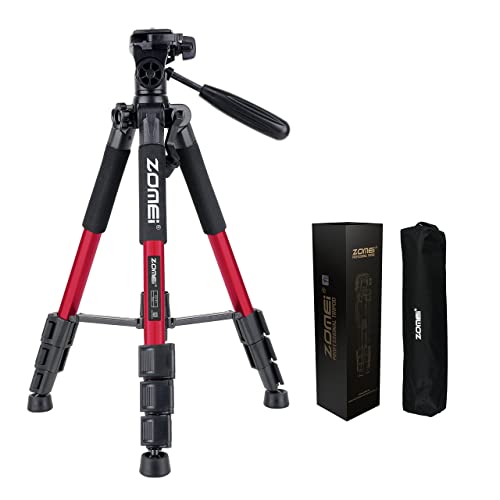 ZOMEI 三脚 軽量アルミ製 4段 3WAY 雲台 Canon Nikon Sony一眼レフビデオカメラなど用Q111 赤い