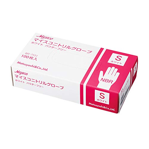 使い捨て手袋 ニトリルグローブ ホワイト 粉なし100枚入り 病院採用商品 … (S, 旧パッケージ)