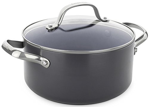 キャセロール 20cm 蓋付 サイズ：本体/全長29x幅20.6x高蓋付15.7x深10.2cm、ガラス蓋/径20.7x高さ6cm 素材：本体/アルミ、ハンドル/ステンレス鋼、表面加工(内面・外面)/