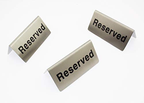 3個セット 業務用 予約 席 サイン プレート RESERVED 卓上 札 ステンレス製 テーブル プレートサイズ: 6cm * 10cm / 高さ: 5.5cm 重量感のあるステンレス製で高級感のあ