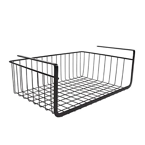 【商品仕様】サイズ：41*26*14.5cm カラー：ブラック 耐荷重:約5kg 表面処理:焼付け塗装。厚さ3cm以内の吊戸棚の底板などに差し込んで使えます。 【優れた耐久性ラック】存在感を持たせつつ