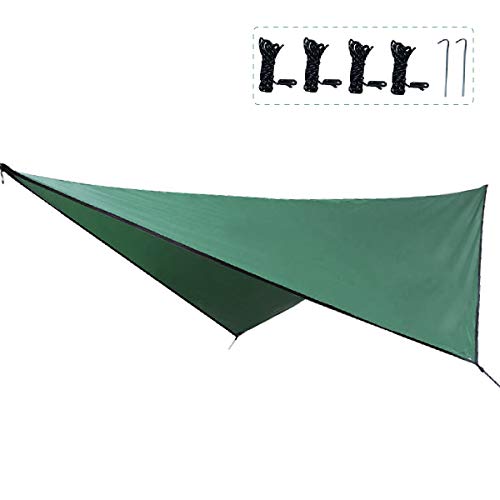 グリーン+アクセサリー *【製品仕様】-「サイズ 」：360*290cm（対角線）、収納サイズ：20*15*9cm；「材質」：210T格子柄生地；「タイプ」：ひし形 ；「セット内容」： キャンプタープ