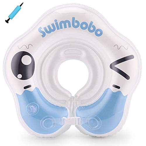Swimbobo ベビー浮き輪 赤ちゃん 浮き輪 フロート うきわ首リング 首うきわ お風呂浮き輪 新生児 18ヶ月まで (ブルー)