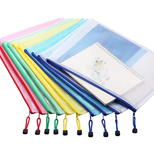 Five colors 10PCS ファスナー式のファイルバッグで、スムーズに書類を出したり入れたりします。 半透明の生地が書類の収納や取り出しにとても便利になっています。 ファイルや書類/論文/雑誌