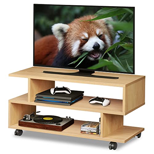 ナチュラル 【おしゃれなS型テレビ台】一人暮らしやワンルームにちょうどいい、37Vまでの液晶テレビを置く為のコンパクトなTV台です。 【移動楽々】キャスター付きでお掃除や模様替えの際に楽々移動できます